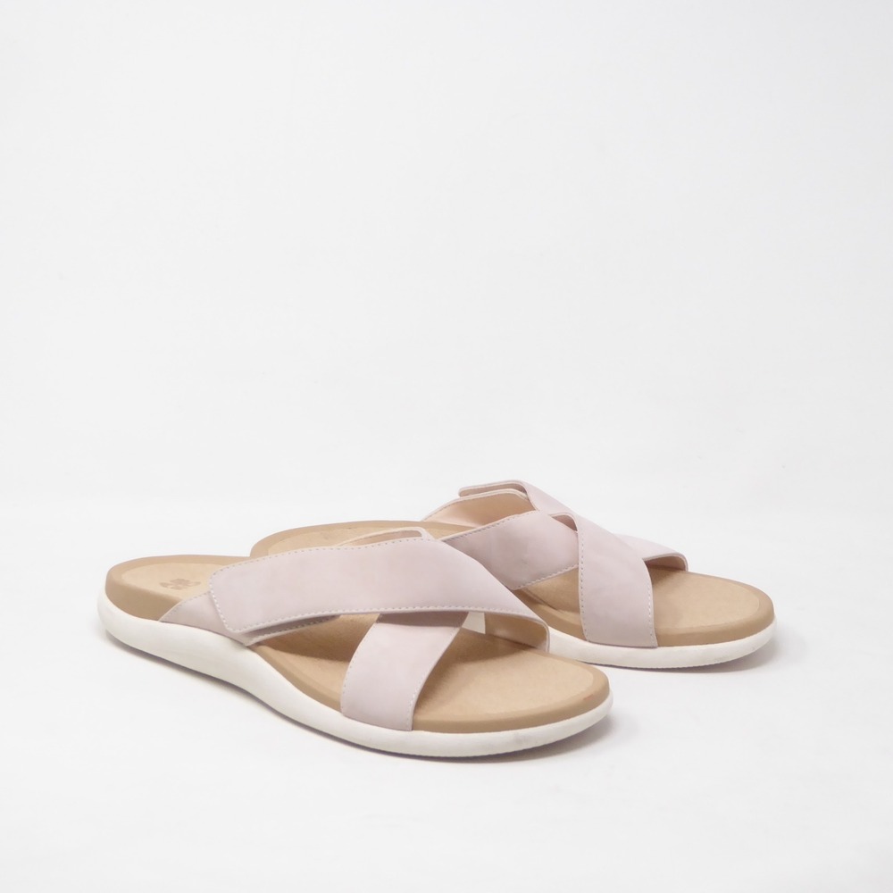 ABEO Womens Laguna Slide Sandals Pink Leather Cross Strap 8.5 Neutral